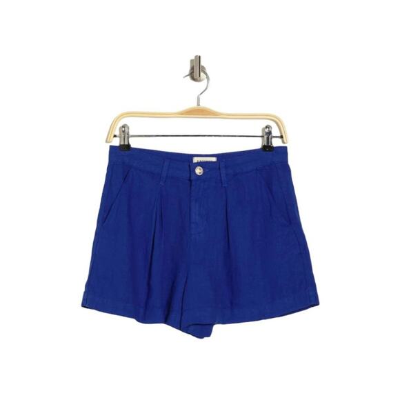 L'Agence Zahari High Rise Pleated Short Navy 100% Linen Size 32 NWT $255 MSRP